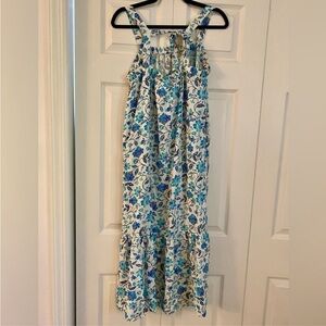 Old Navy White Maxi Dress with Blue Floral Print